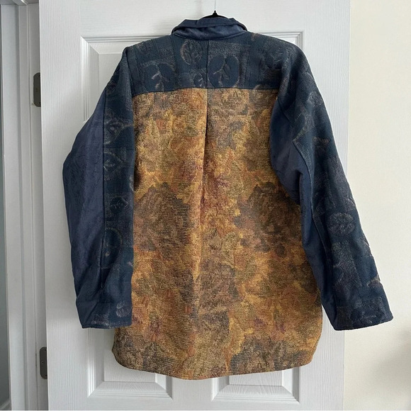 Size L Vintage Village Factory Cotton Floral Tapestry Jacket Coat - Picture 2 of 4